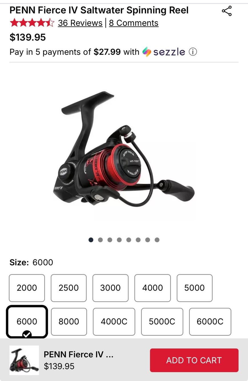 PENN Fierce IV 6000 Saltwater Spinning Reel